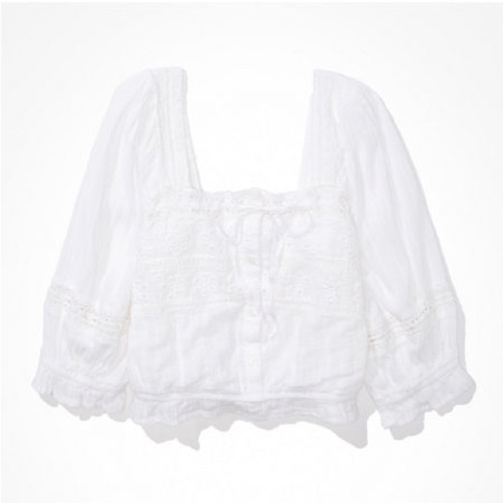 NWT American Eagle Outfitters White Peasant Blouse